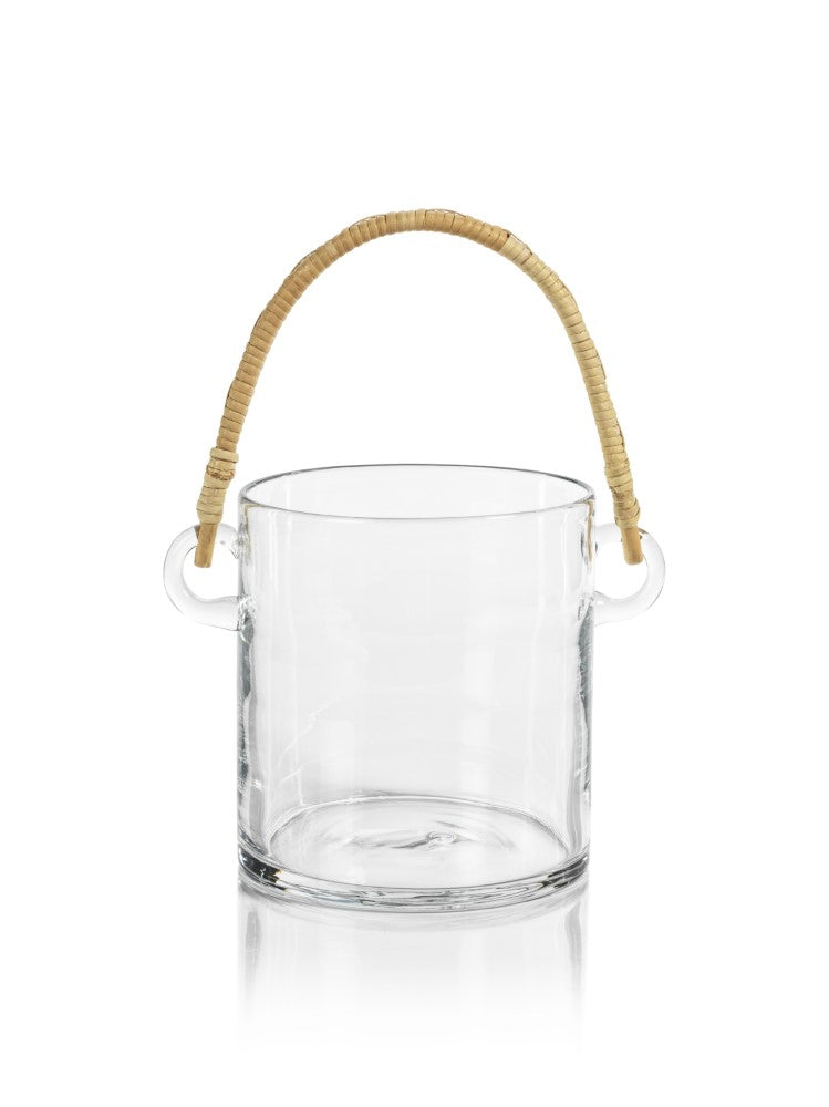media image for Budva Glass Ice Bucket / Wine Cooler with Rattan Handle 214