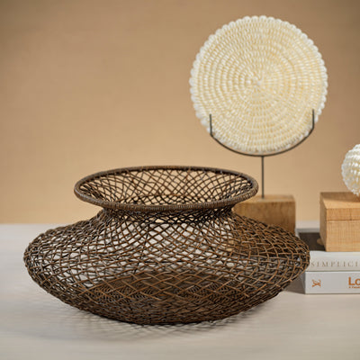 product image for serang diameter loose weave rattan basket vase by zodax ncx 3016 2 91