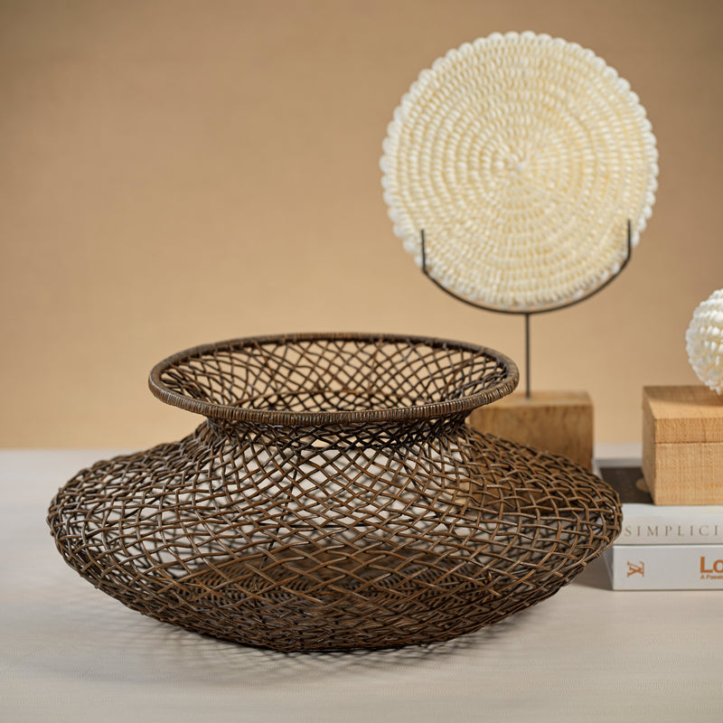 media image for serang diameter loose weave rattan basket vase by zodax ncx 3016 2 264