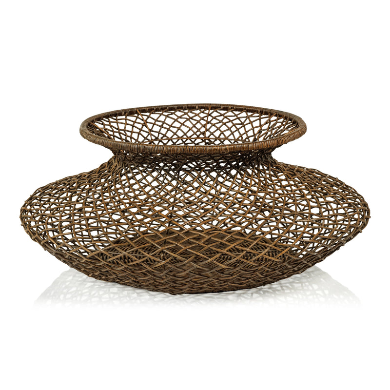 media image for serang diameter loose weave rattan basket vase by zodax ncx 3016 1 228