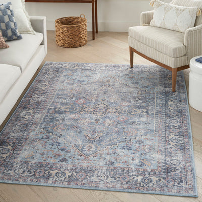 product image for Nicole Curtis Machine Washable Series Light Grey Blue Vintage Rug By Nicole Curtis Nsn 099446164704 6 2