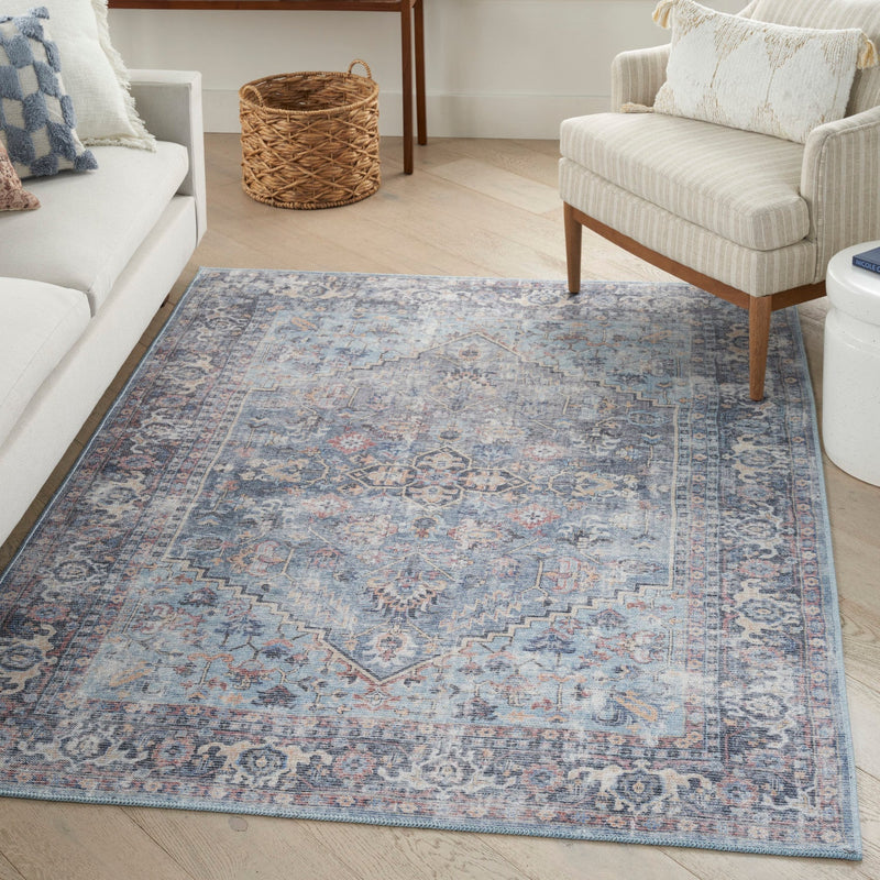 media image for Nicole Curtis Machine Washable Series Light Grey Blue Vintage Rug By Nicole Curtis Nsn 099446164704 6 283