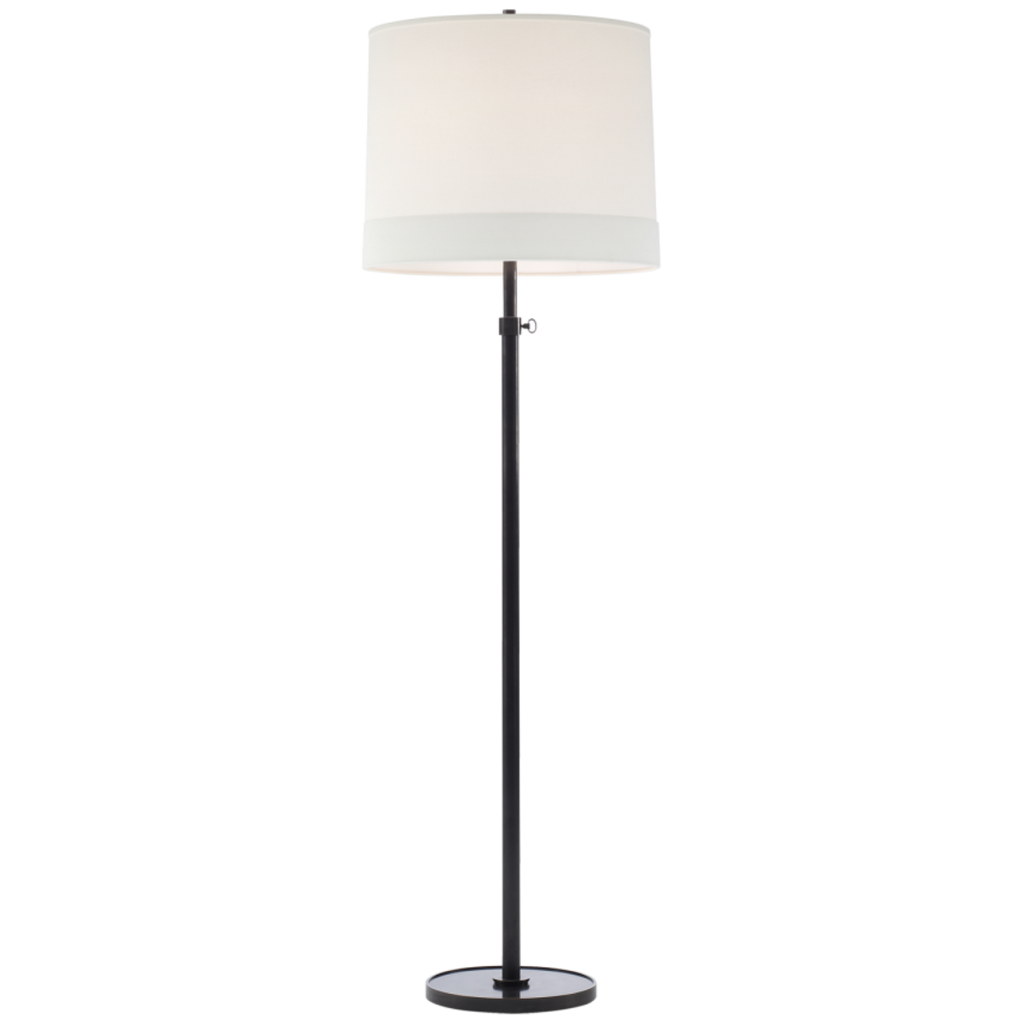 Visual Comfort Simple Adjustable Floor Lamp with Silk Scalloped Shade -  Soft Brass