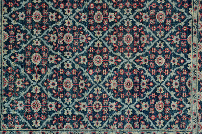 media image for Bashyr Hand Knotted Teal and Red Rug by BD Fine Texture Image 1 247