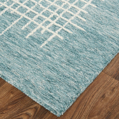 product image for Carrick Hand-Tufted Crosshatch Teal/Stillwater Blue Rug 4 68