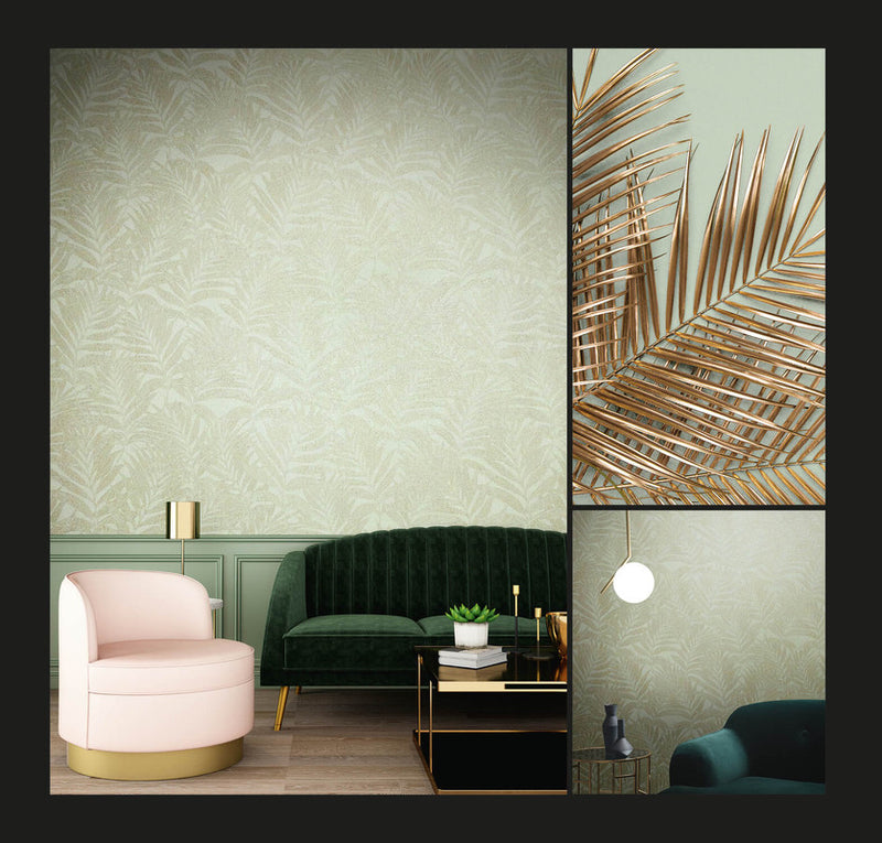 media image for Botanical Wallpaper in Green/Beige 217