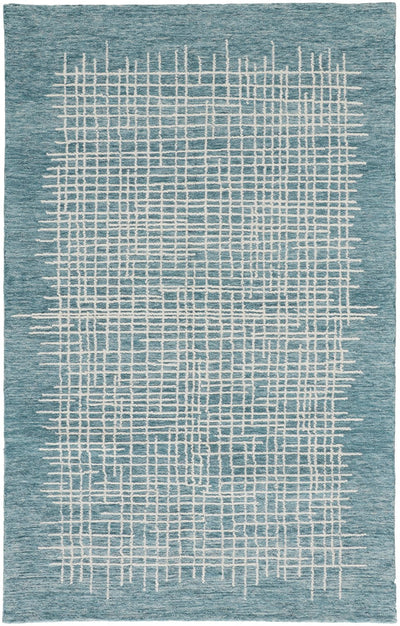 product image for Carrick Hand-Tufted Crosshatch Teal/Stillwater Blue Rug 1 16