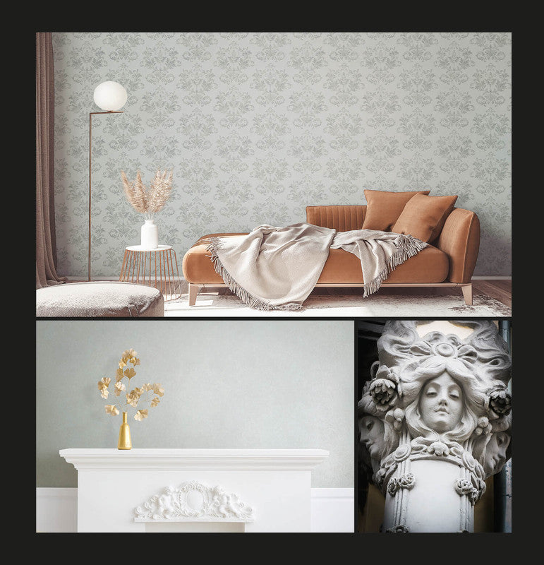 media image for Damask Wallpaper in Grey/Silver 224