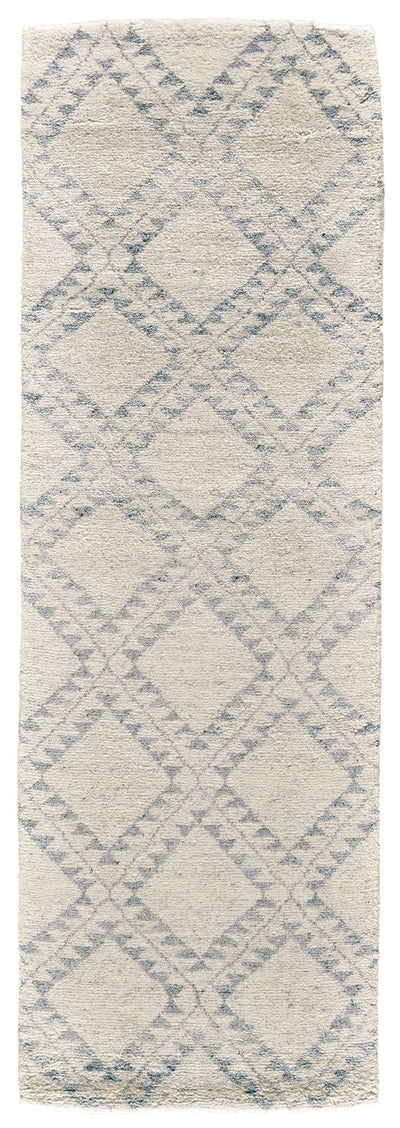 product image for Bahar Hand Knotted Ivory and Blue Rug by BD Fine Flatshot Image 1 28