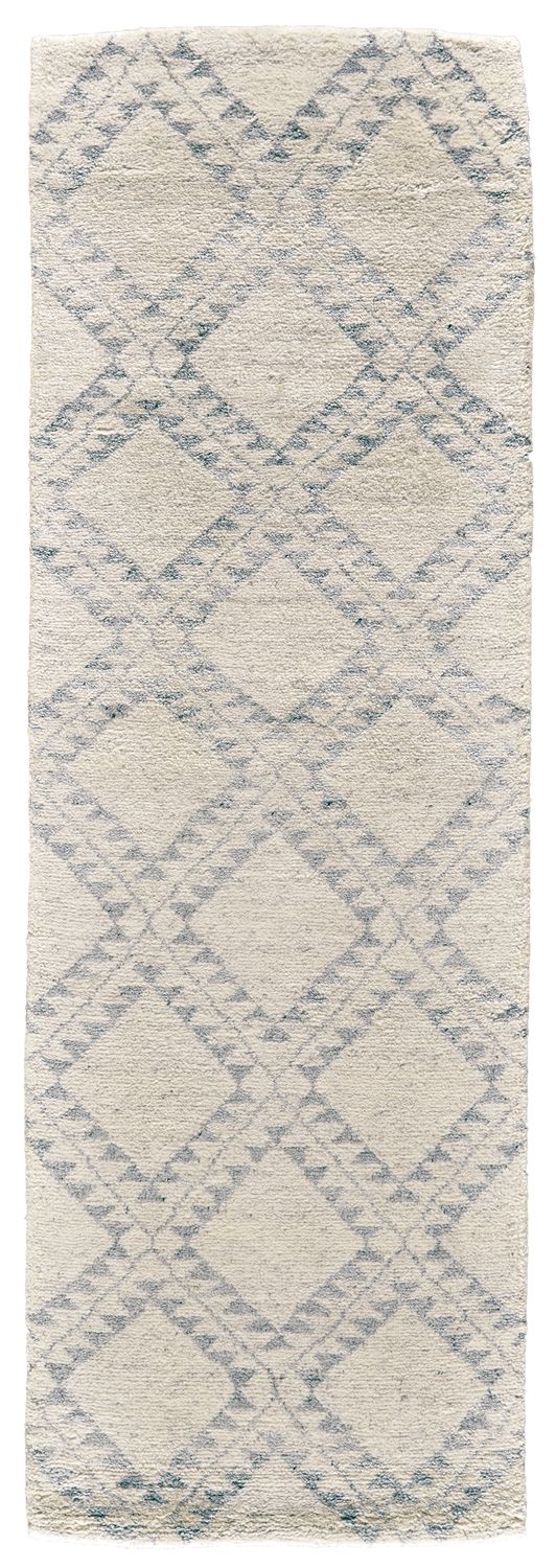 media image for Bahar Hand Knotted Ivory and Blue Rug by BD Fine Flatshot Image 1 255