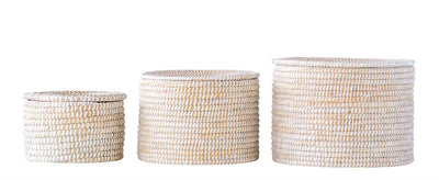 product image for natural woven seagrass baskets with lid set of 3 design by bd edition 1 84