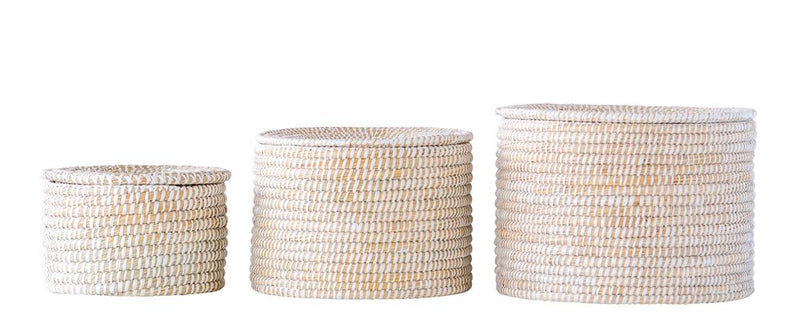 media image for natural woven seagrass baskets with lid set of 3 design by bd edition 1 212