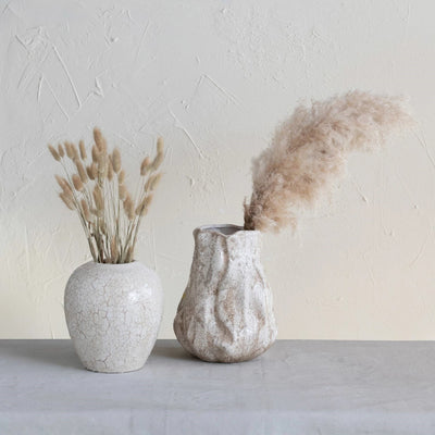 product image for stoneware organic shaped vase crackle glaze 3 78