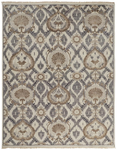 product image of Bennet Hand Knotted Beige and Gray Rug by BD Fine Flatshot Image 1 548