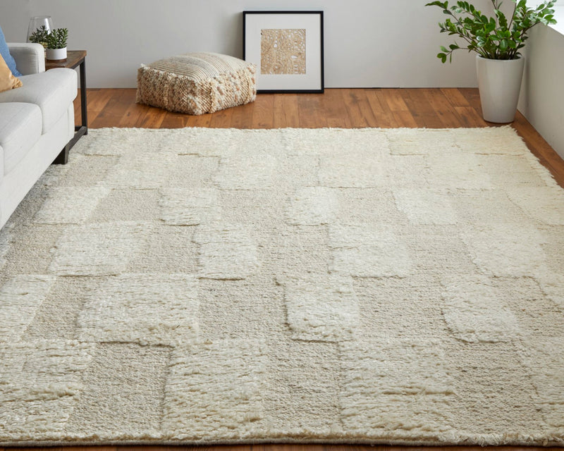 media image for saena checkered contemporary hand woven ivory beige rug by bd fine ashr8907ivybgep00 7 279