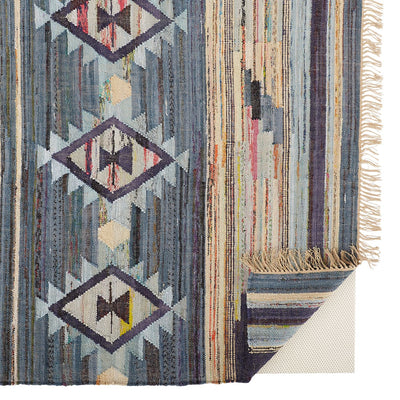 product image for Liya Flatweave Blue and Beige Rug by BD Fine Fold Image 1 34