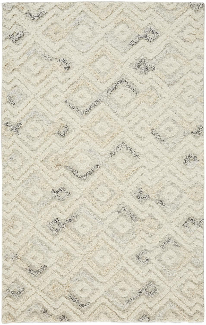 media image for Elika Hand Tufted Ivory and Blue Rug by BD Fine Flatshot Image 1 249