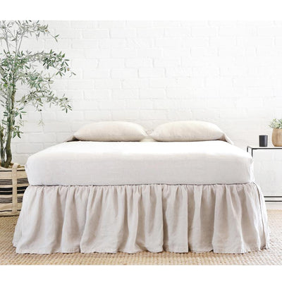 product image for Gathered Linen Bedskirt in Flax 65