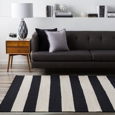 product image for frontier collection 100 wool area rug in jet black and white design by surya 1 7 20
