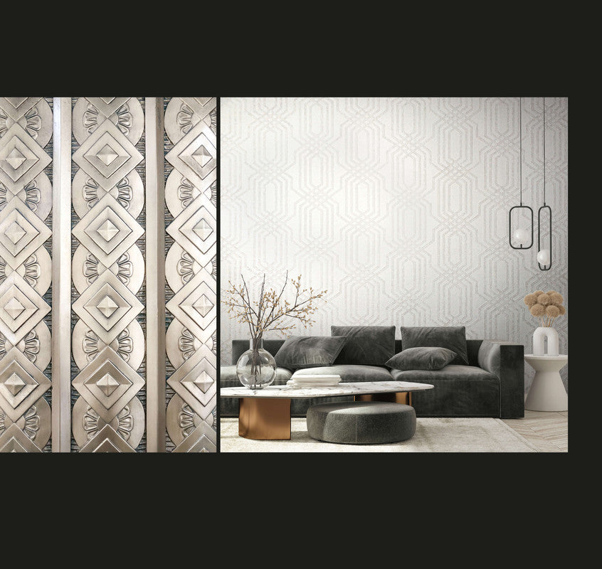 Shop Geo Wallpaper in Beige/White | Burke Decor