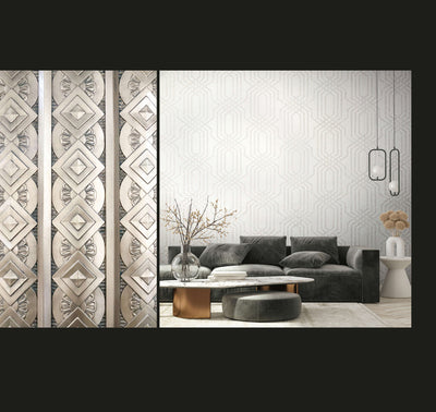 product image for Geo Wallpaper in Beige/White 89