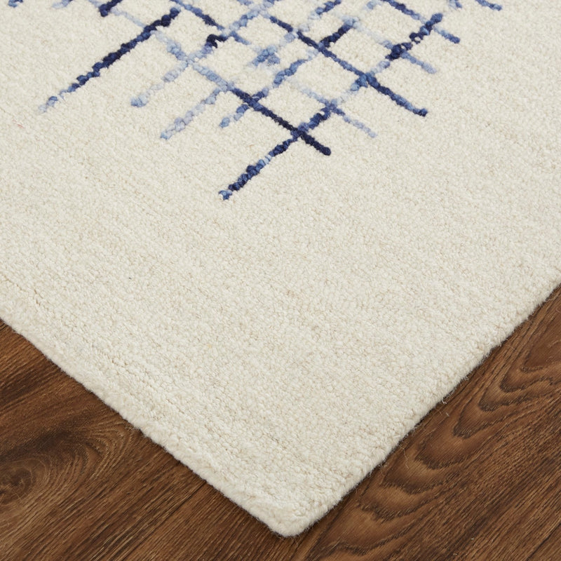 media image for Carrick Hand-Tufted Crosshatch Ivory/Navy Blue Rug 4 22