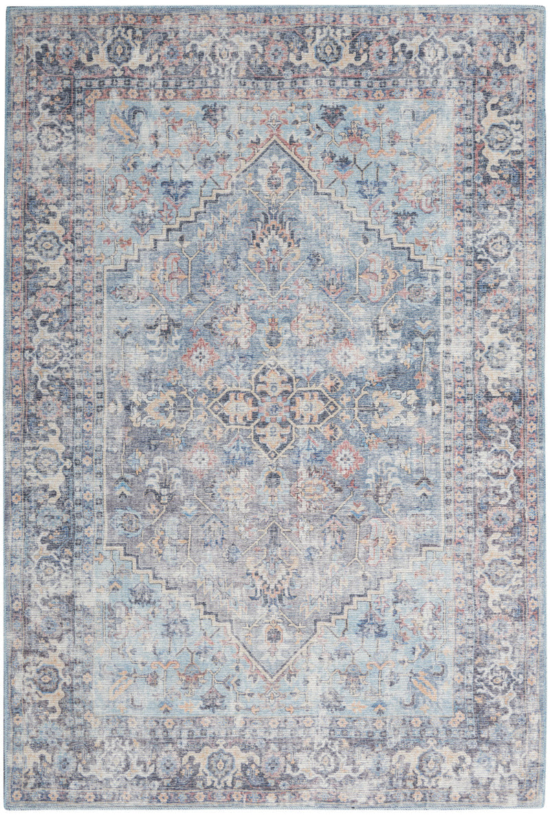 media image for Nicole Curtis Machine Washable Series Light Grey Blue Vintage Rug By Nicole Curtis Nsn 099446164704 1 263