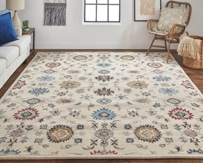 product image for Mattias Hand Tufted Ornamental Ivory Sand/Blue/Red Rug 6 79