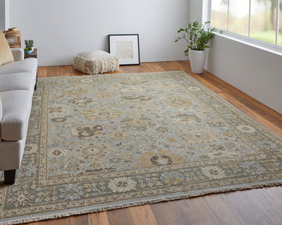 product image for Aleska Oriental Blue/Gold/Gray Rug 8 17