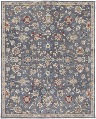 product image for Mattias Hand Tufted Ornamental Blue/Red/Ivory Rug 1 8