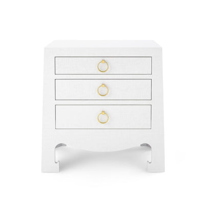product image for Jacqui 3-Drawer Side Table in White Grasscloth 12