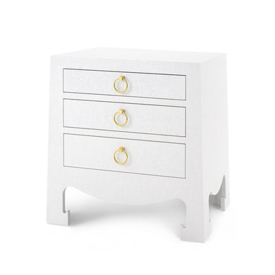 product image for Jacqui 3-Drawer Side Table in White Grasscloth 26