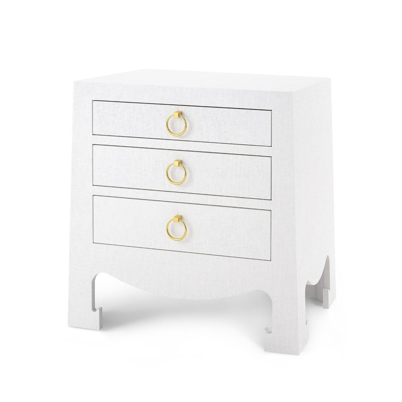 media image for Jacqui 3-Drawer Side Table in White Grasscloth 229