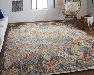 product image for pierson nomadic hand knotted charcoal multi rug by bd fine leyr0563chlmltj55 8 16