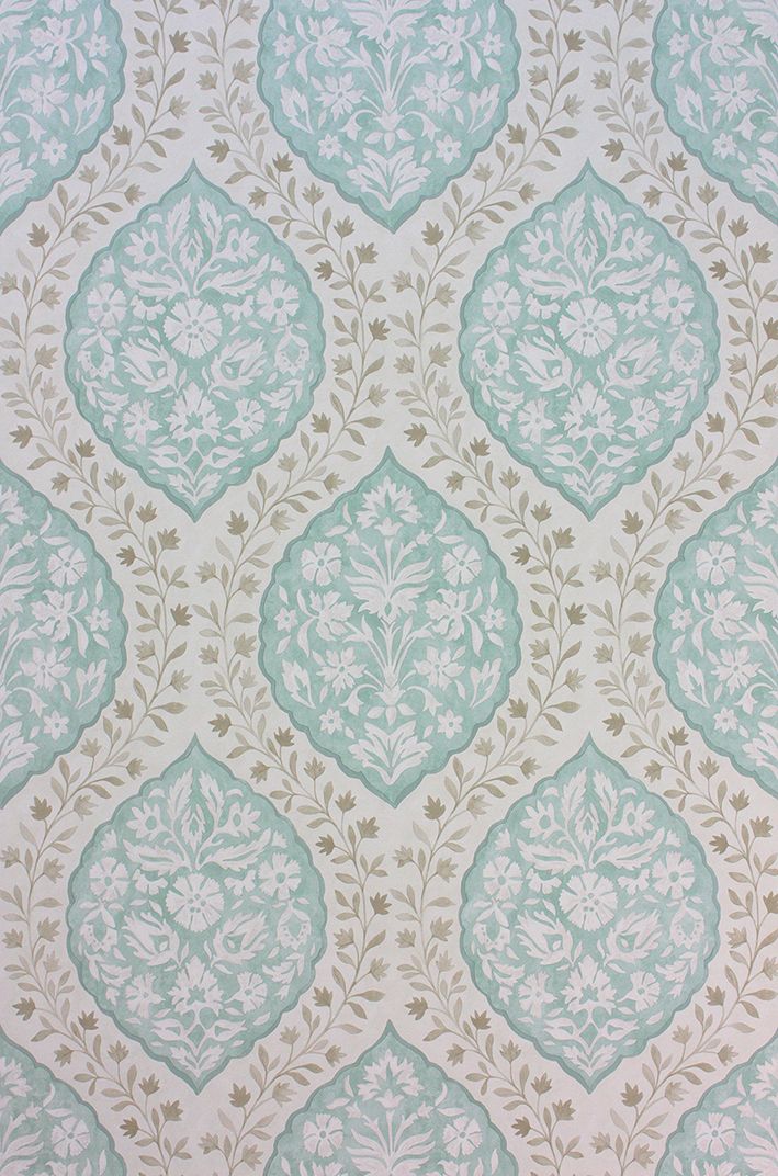 media image for Marguerite Wallpaper in turquoise from the Les Reves Collection by Nina Campbell 229