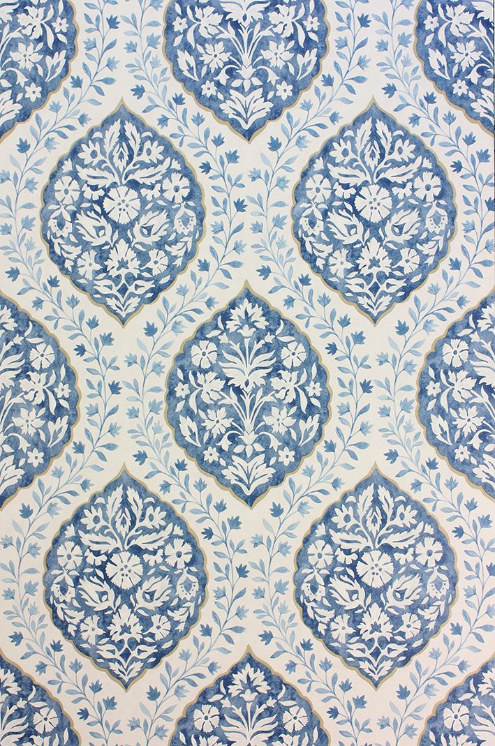 media image for Marguerite Wallpaper in blue from the Les Reves Collection by Nina Campbell 252