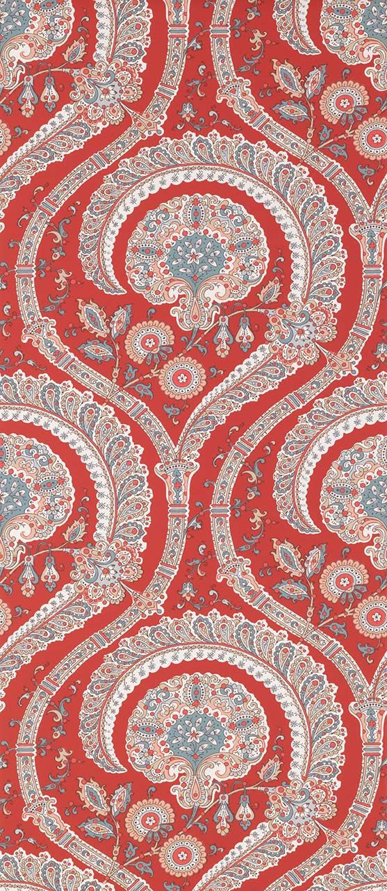 media image for Les Indiennes Wallpaper in red Color by Nina Campbell 227