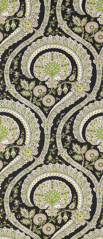 product image of Les Indiennes Wallpaper in black and green Color by Nina Campbell 540