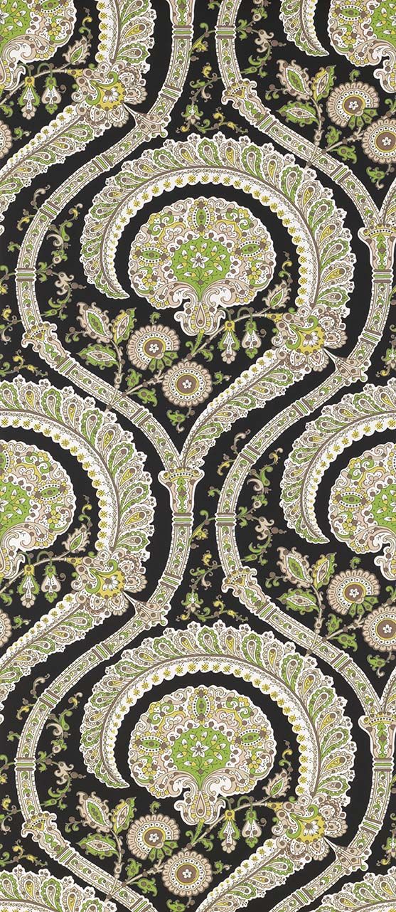 media image for Les Indiennes Wallpaper in black and green Color by Nina Campbell 286