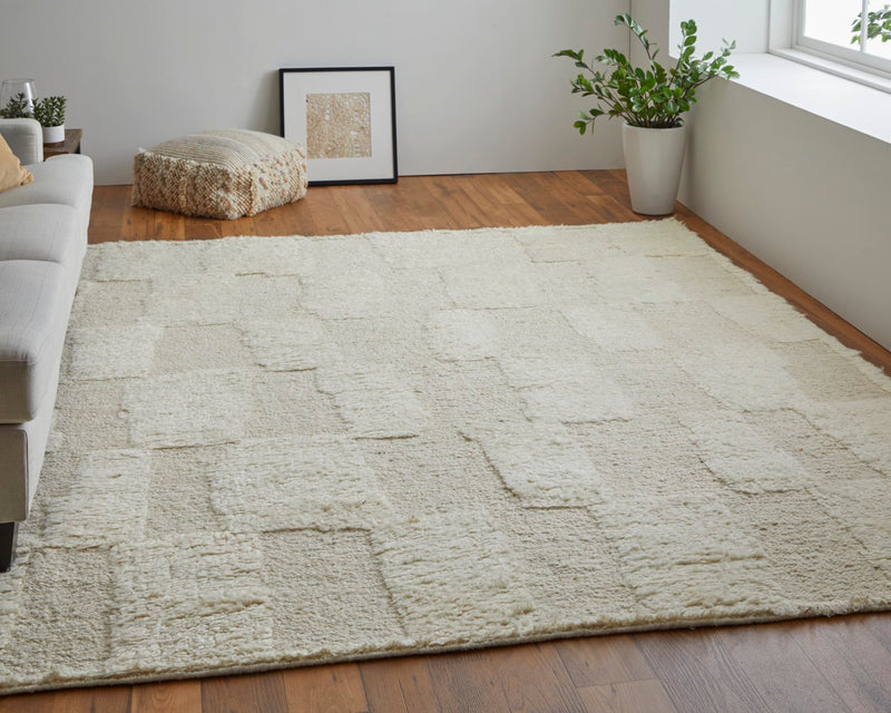 media image for saena checkered contemporary hand woven ivory beige rug by bd fine ashr8907ivybgep00 8 223