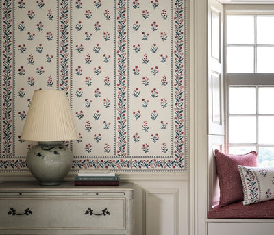 product image for Signature Petit Dapuri Coral/Sage Wallpaper by Nina Campbell 7