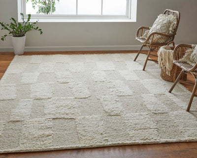 product image for saena checkered contemporary hand woven ivory beige rug by bd fine ashr8907ivybgep00 9 3