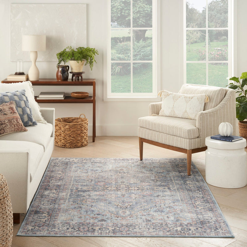 media image for Nicole Curtis Machine Washable Series Light Grey Blue Vintage Rug By Nicole Curtis Nsn 099446164704 8 216