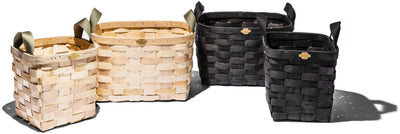 product image for wooden basket black square design by puebco 8 13