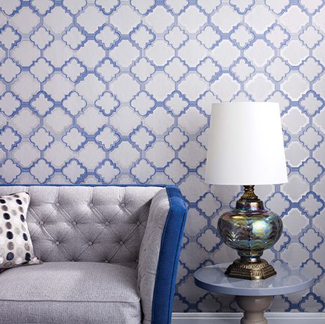 media image for Quatrefoil Wallpaper in blue and gray from the Mansard Collection by Osborne & Little 244