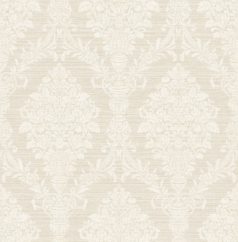 Shop Sample Damask Cameo Wallpaper in Beige & Cream | Burke Decor