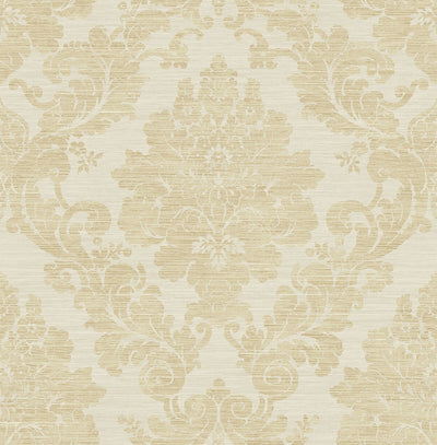 product image of Textile Damask Wallpaper in Gold & Beige 583