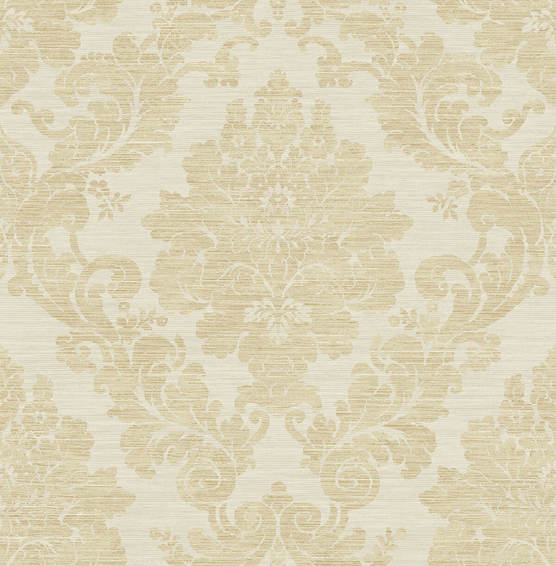 media image for Textile Damask Wallpaper in Gold & Beige 247