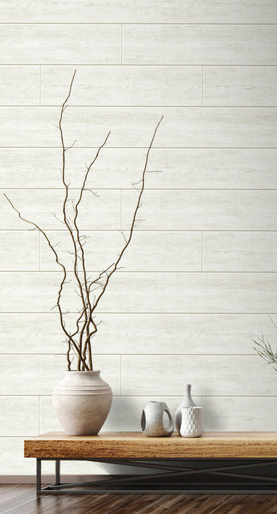 product image for Wood Planks Peel & Stick Wallpaper in White 2