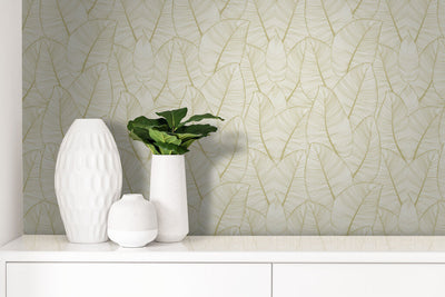 product image for Tropical Metallic Leaf Peel & Stick Wallpaper in Gold 79